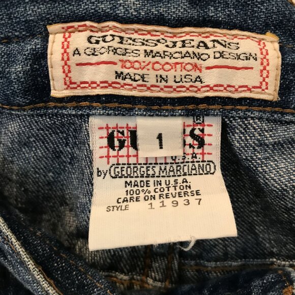 Vintage Guess High Waisted Bermuda Denim Shorts Tie Waist Button Fly Size 1 Y2K - Picture 5 of 6